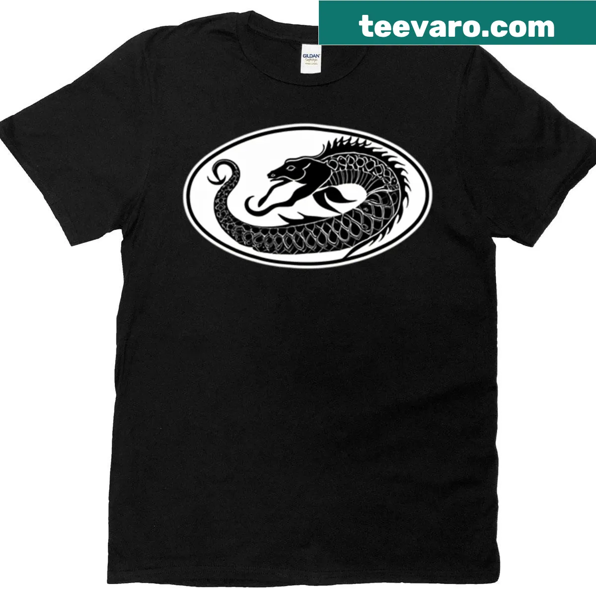 Black-outlined Aquarius Zodiac Sign T-shirt design — on a men's t-shirt