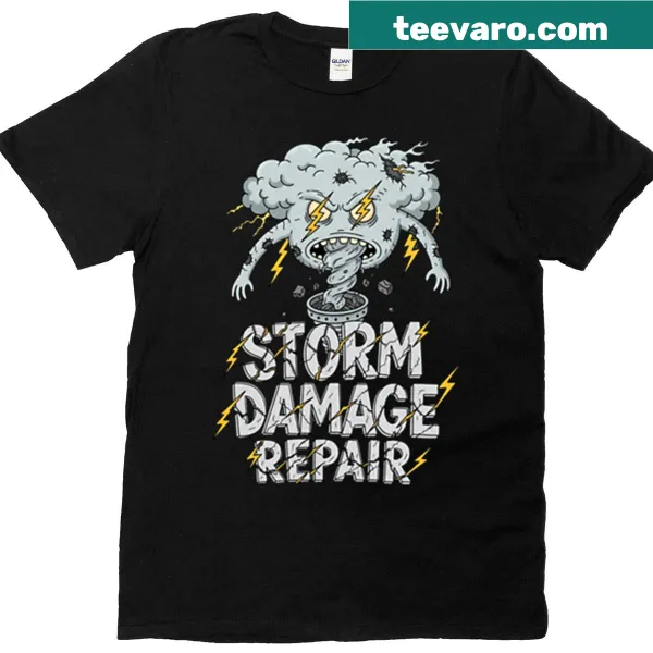 Surreal typography graphic on storm damage repair