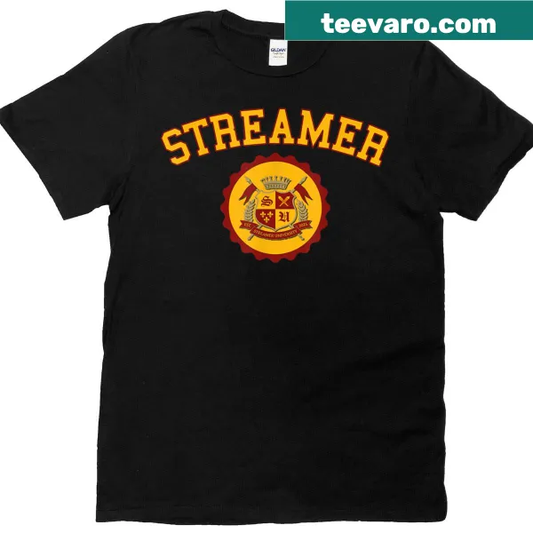 Streamer University T-shirt featuring playful typography design