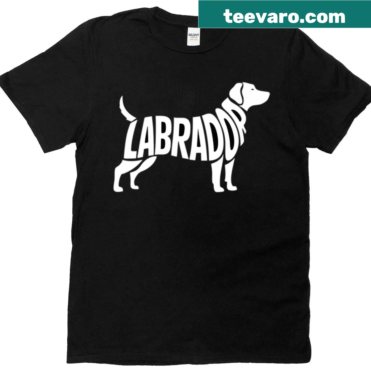 Stylized Labrador illustration on an oversized tee — on a men's t-shirt