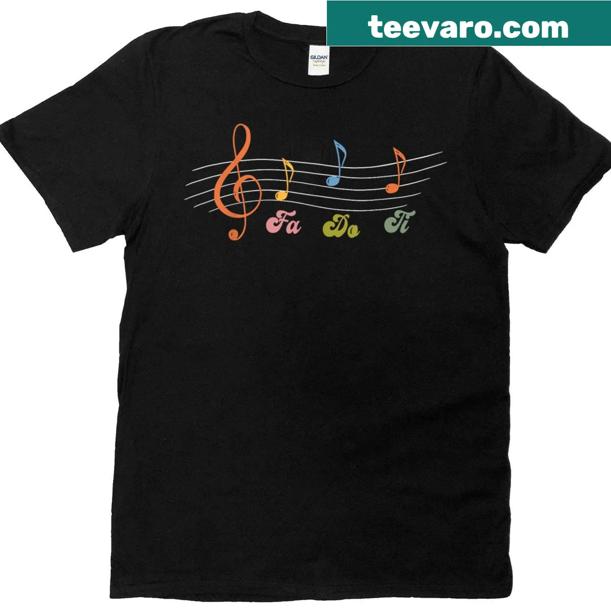 Minimalist musical graphic design featuring notes on a t-shirt — on a men's t-shirt