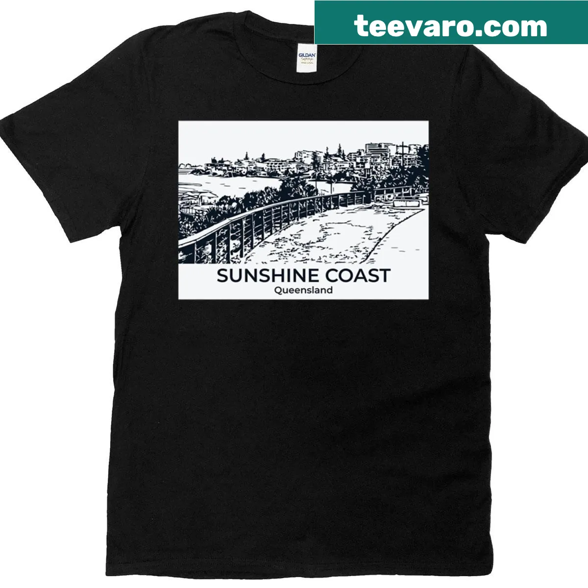 Illustration of Sunshine Coast Queensland on a t-shirt — on a men's t-shirt