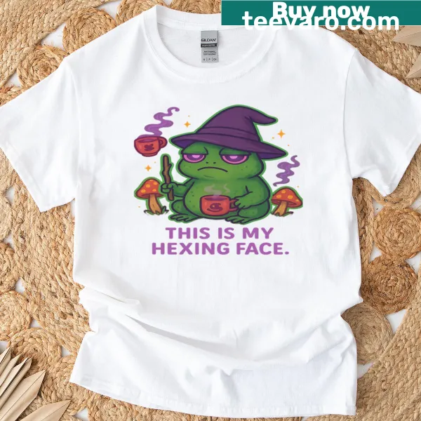 Funny swamp witch graphic T-shirt with frog design
