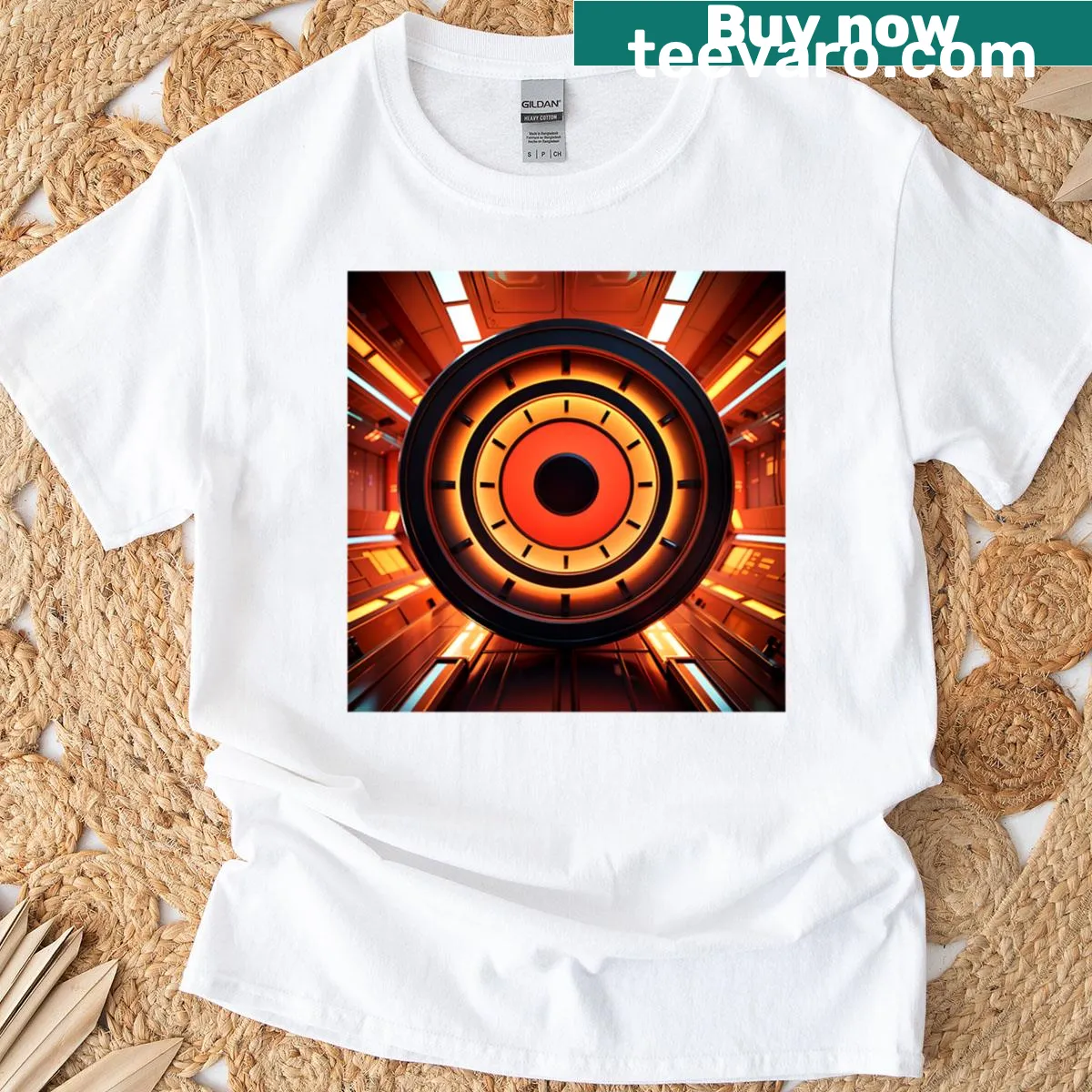 Oversized T-shirt with contemporary techno-inspired design — on a men's t-shirt