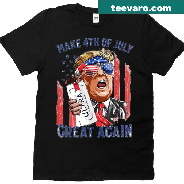 Patriotic T-shirt with 'Make 4th Of July Great Again' text