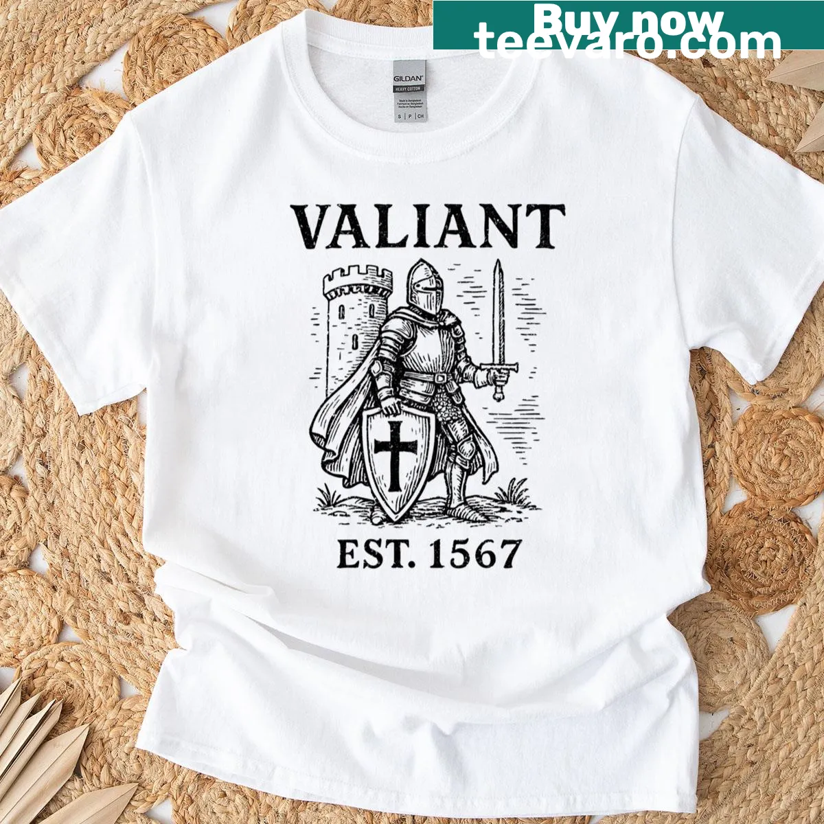 T-shirt featuring a portrait of a valiant knight from 1567 — on a men's t-shirt