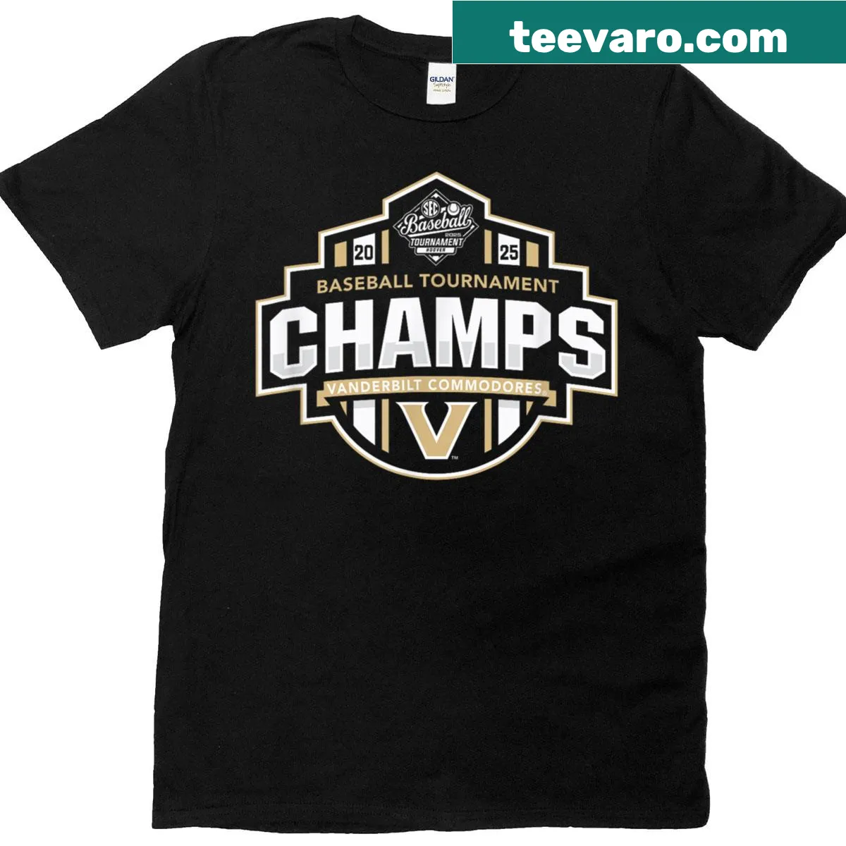 Vanderbilt Commodores Baseball T-shirt with championship graphic — on a men's t-shirt