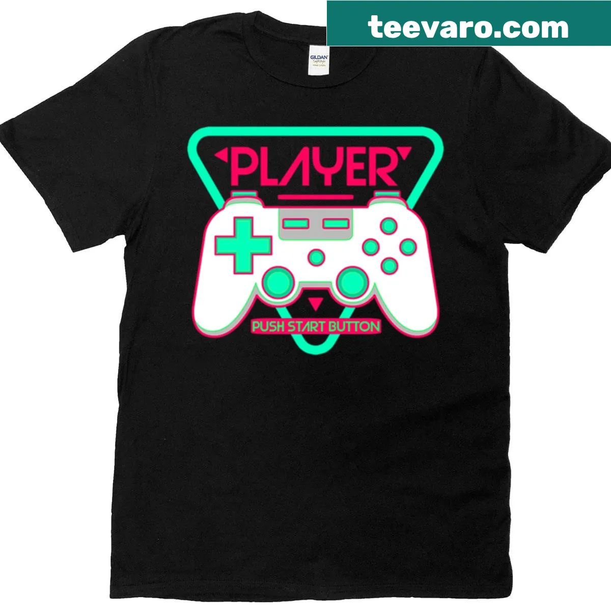 Gamepad logo badge design on Video Game Player t-shirt — on a men's t-shirt
