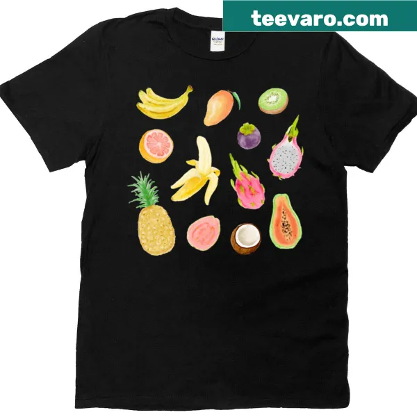 Oversized T-shirt with watercolor tropical fruits design