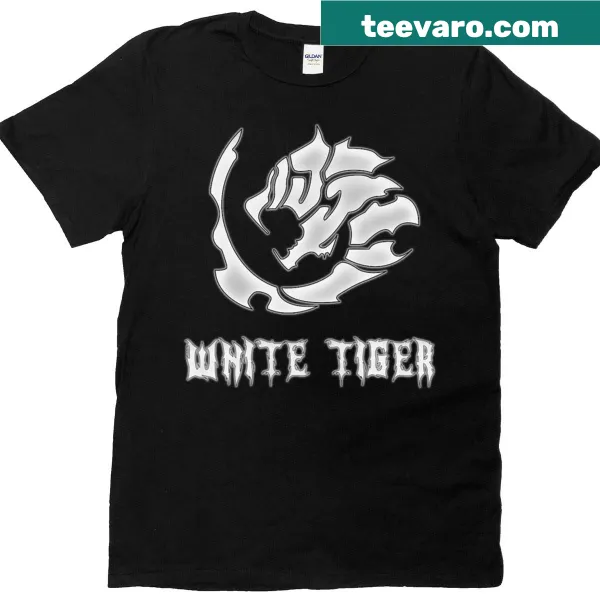 T-shirt featuring a fierce white tiger and guild emblem from Solo Leveling
