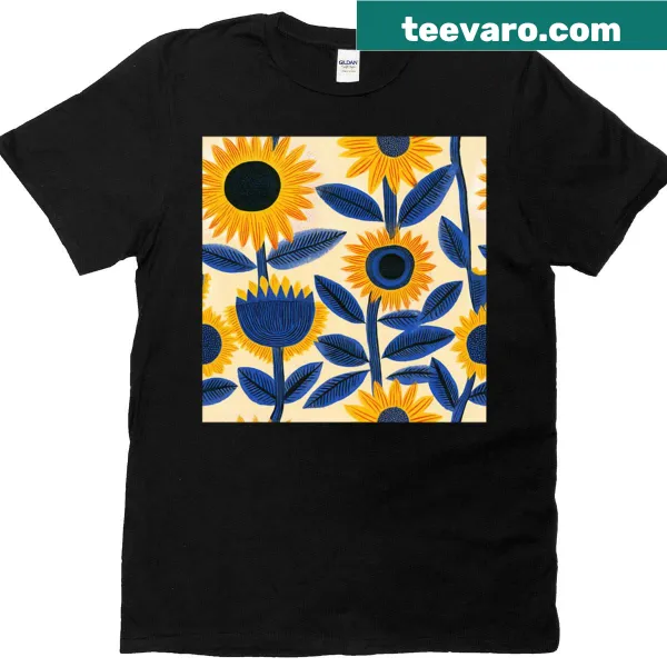 Abstract sunflower seamless pattern on t-shirt
