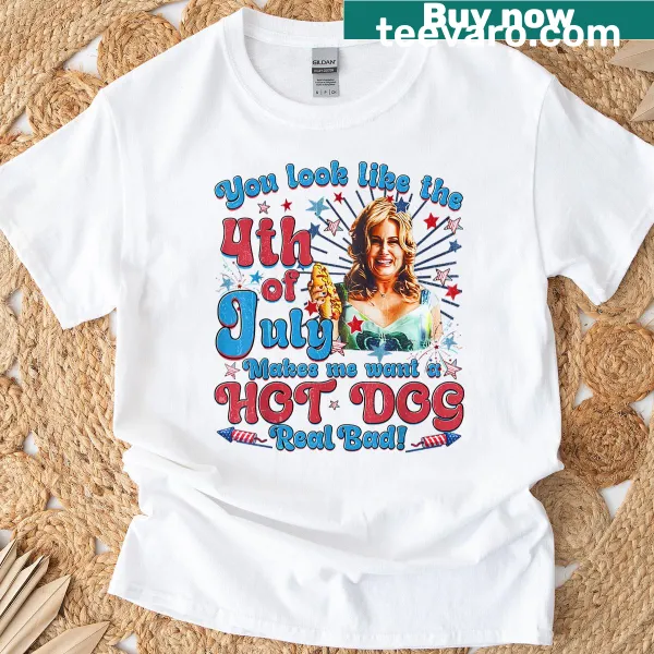Funny 4th of July hot dog shirt with playful text
