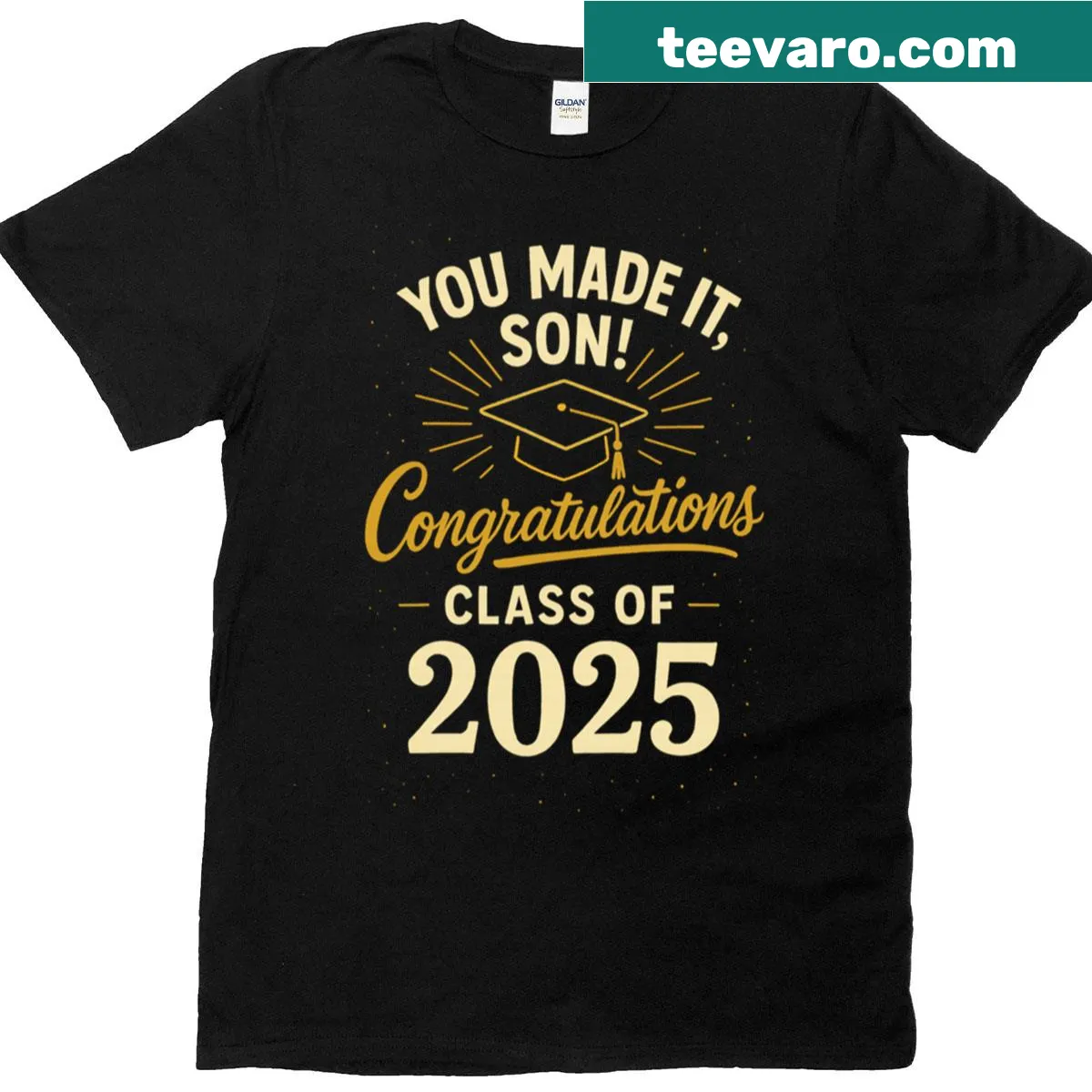 Congratulations Class of 2025 t-shirt with motivational text — on a men's t-shirt