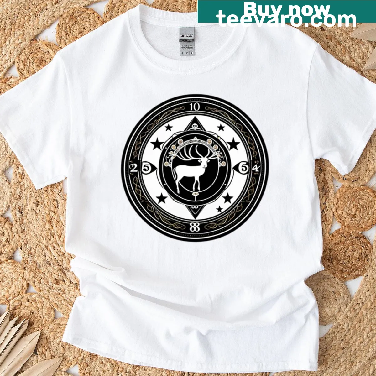 Zodiac Libra emblem graphic t-shirt — on a men's t-shirt