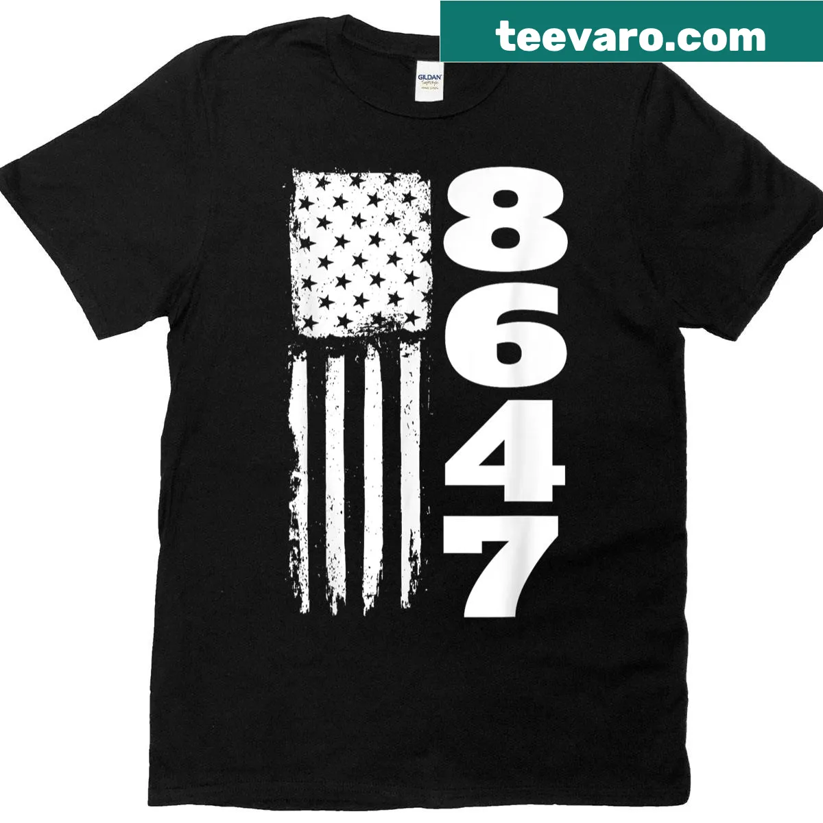 Subtle Anti-Trump numeric t-shirt 86 47 8647 — on a men's t-shirt
