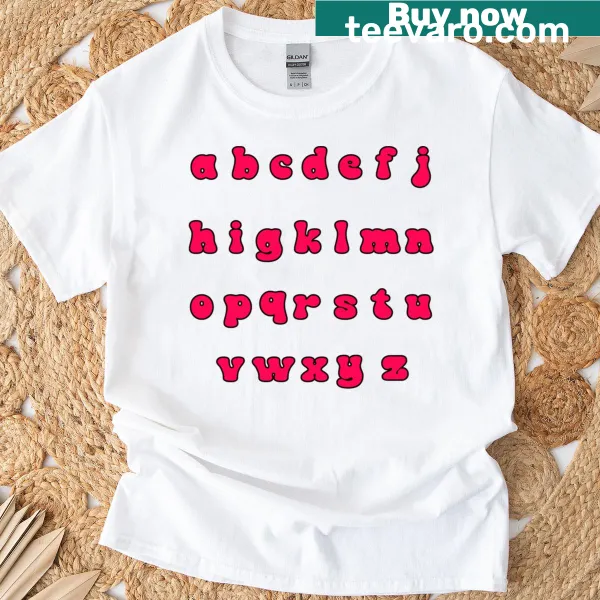 Graphic T-shirt featuring the alphabet in stylish typography