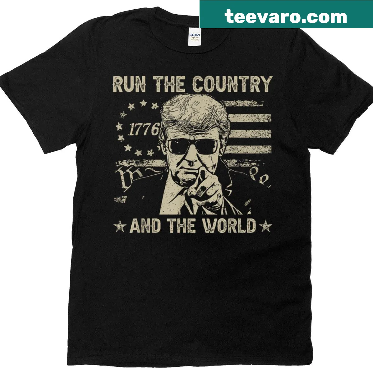 Vintage T-shirt featuring the phrase 'And Run The World' — on a men's t-shirt