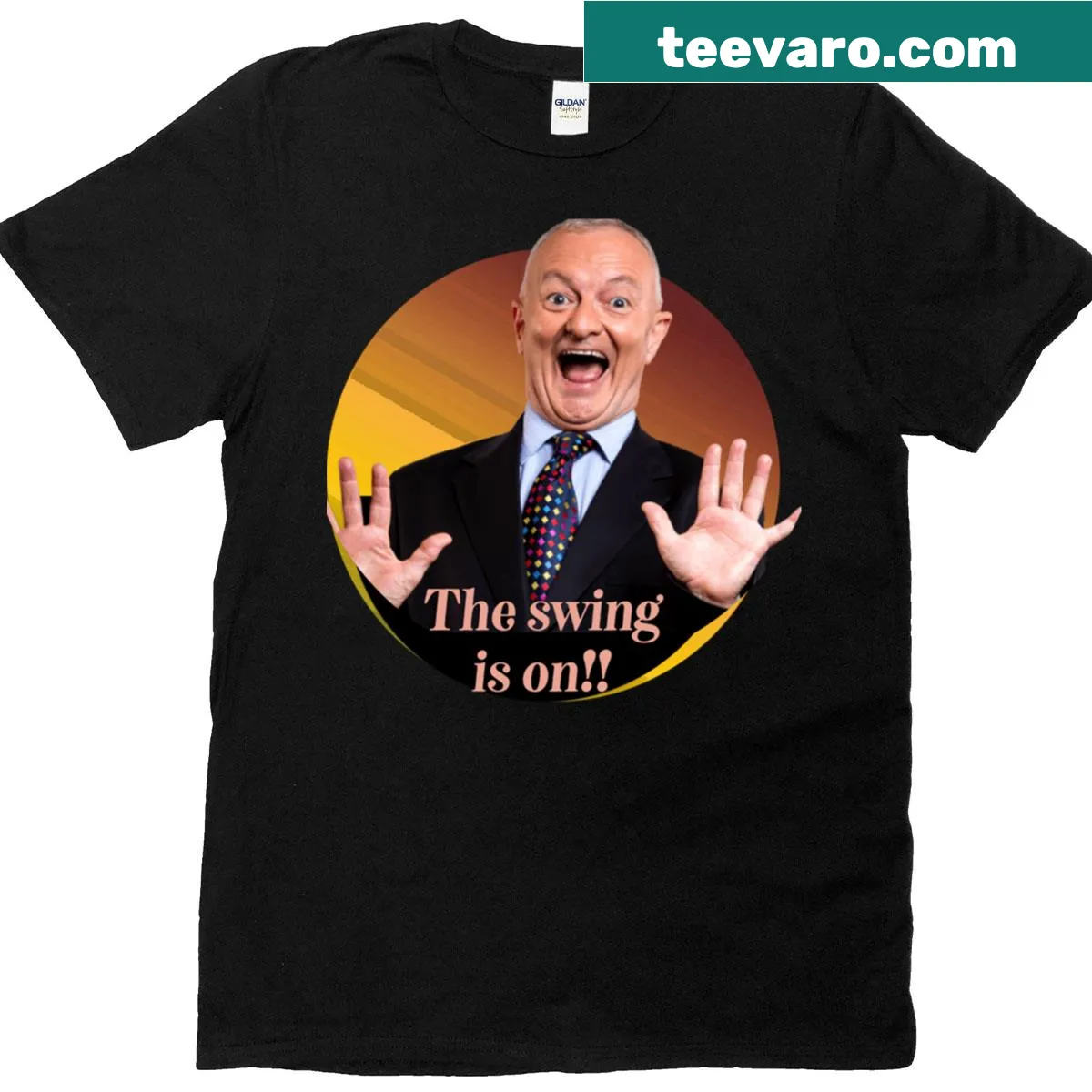 Funny t-shirt with 'The Swing Is On' text for political fans — on a men's t-shirt