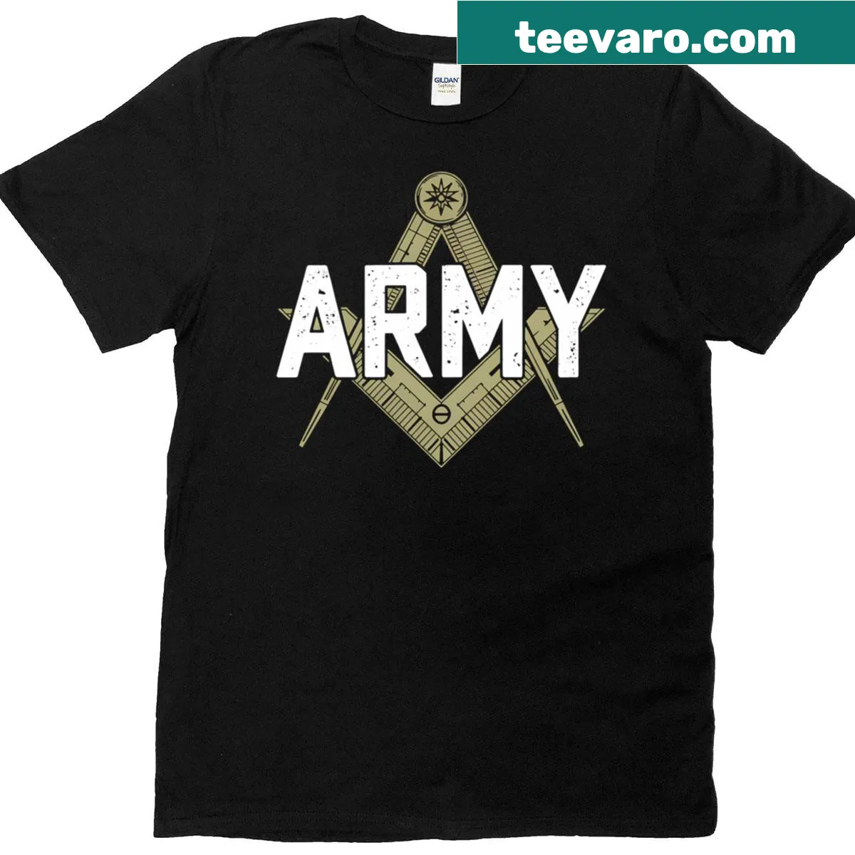 Commemorative T-shirt featuring Masonic symbols and D-Day tribute — on a men's t-shirt