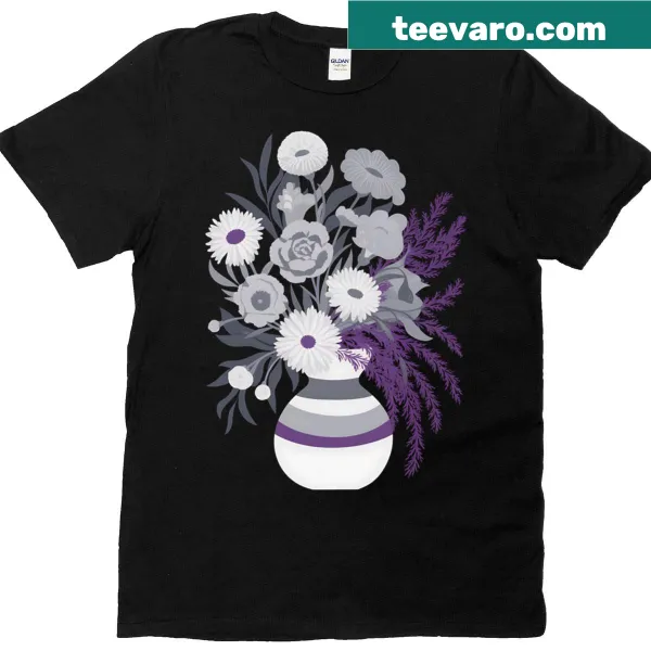 Asexual Pride T-shirt featuring a floral bouquet illustration