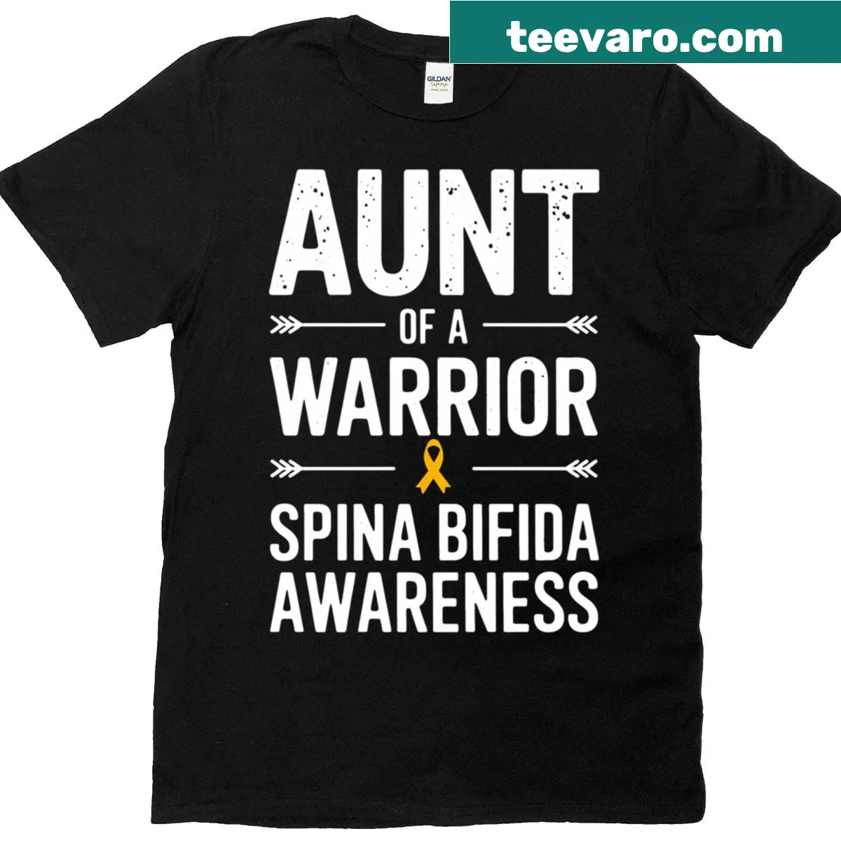 T-shirt with yellow ribbon for Spina Bifida awareness — on a men's t-shirt