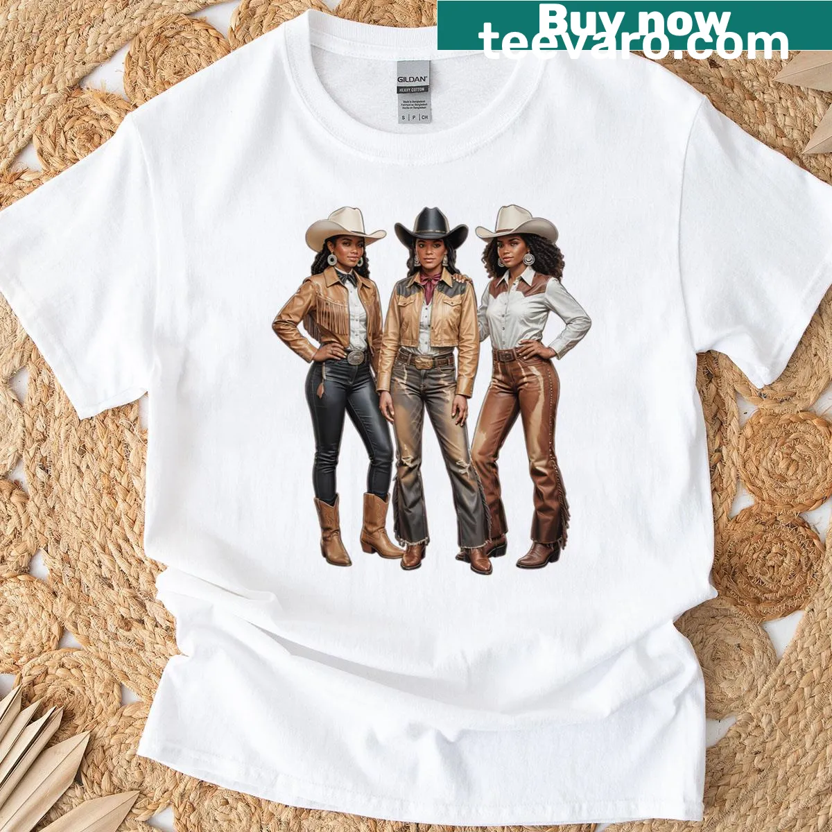 Illustrated design celebrating Black African American cowgirl culture — on a men's t-shirt