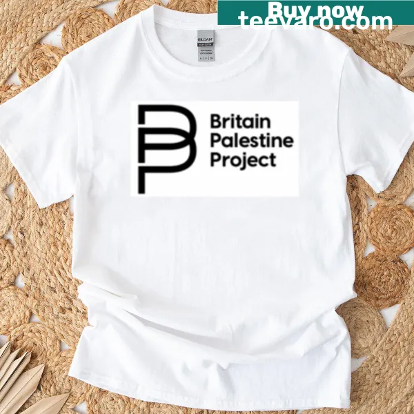 Black t-shirt with Britain Palestine Project logo prominently displayed