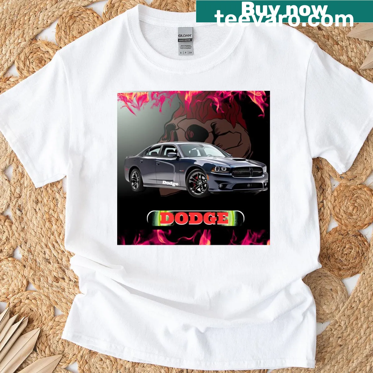 Vintage car-themed T-shirt featuring artistic illustrations of classic vehicles — on a men's t-shirt