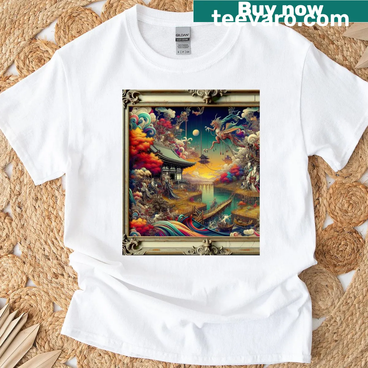 Celestial design T-shirt featuring harmonious cosmic elements — on a men's t-shirt