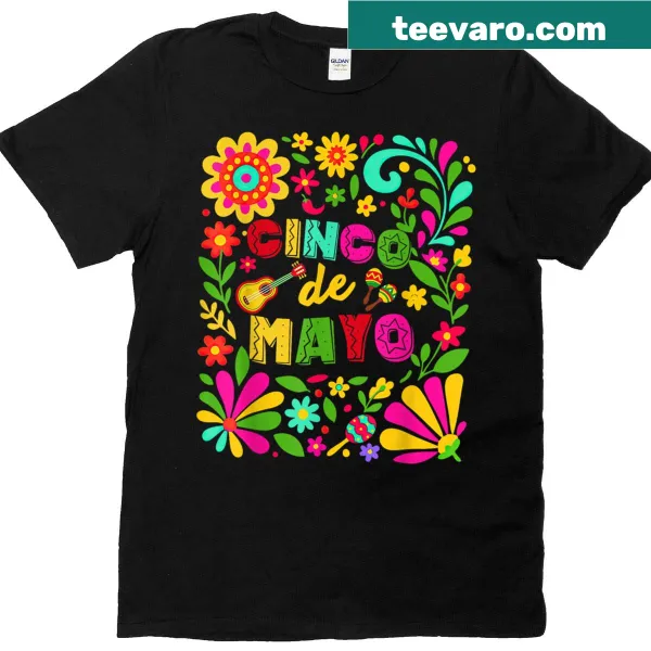 Floral design for Cinco de Mayo on T-shirt