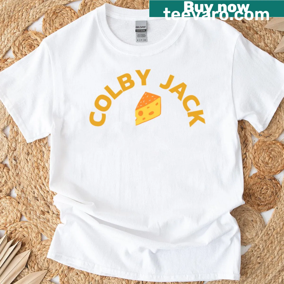 Colby Jack Cheese quote T-shirt by Nick Sturniolo — on a men's t-shirt