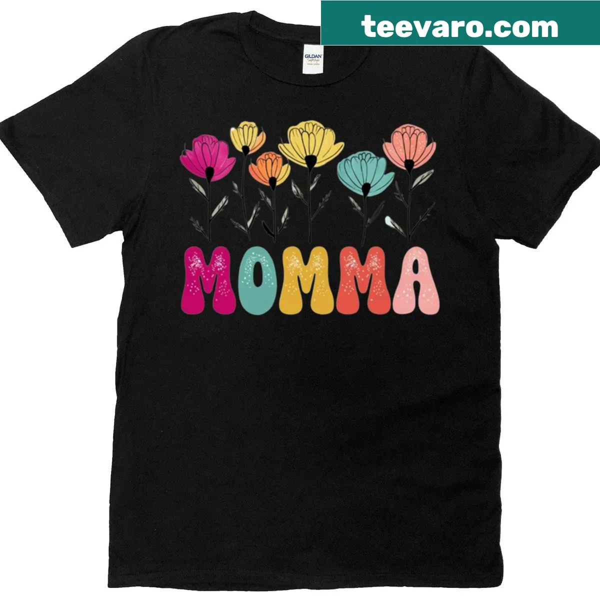 Floral Momma t-shirt celebrating motherhood — on a men's t-shirt