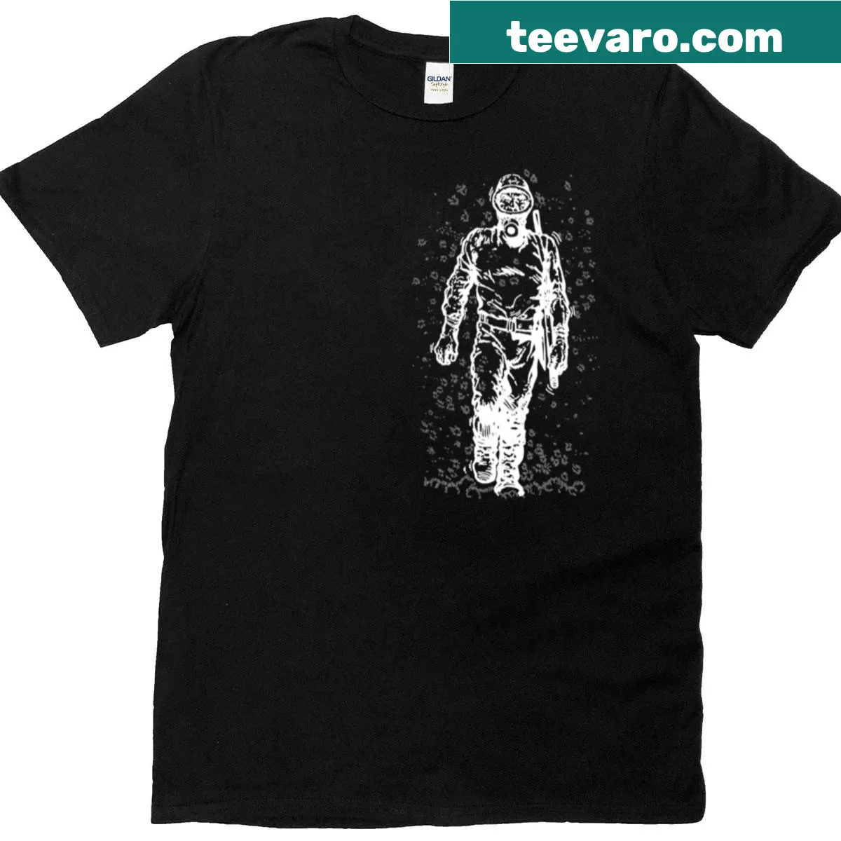 Illustrative graphic T-shirt inspired by The Eternaut 1957 — on a men's t-shirt