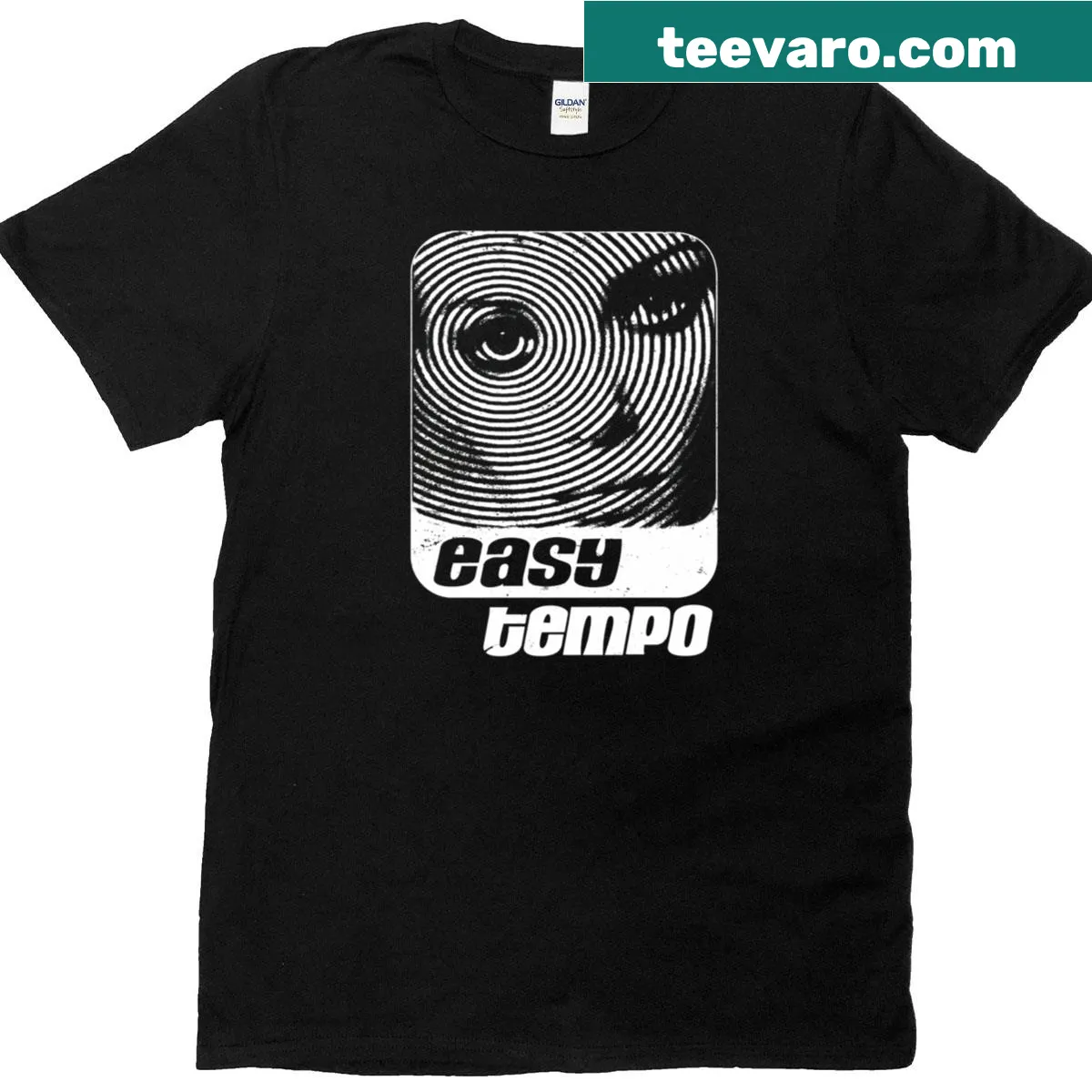 Easy Tempo logo design t-shirt for a relaxed vibe — on a men's t-shirt