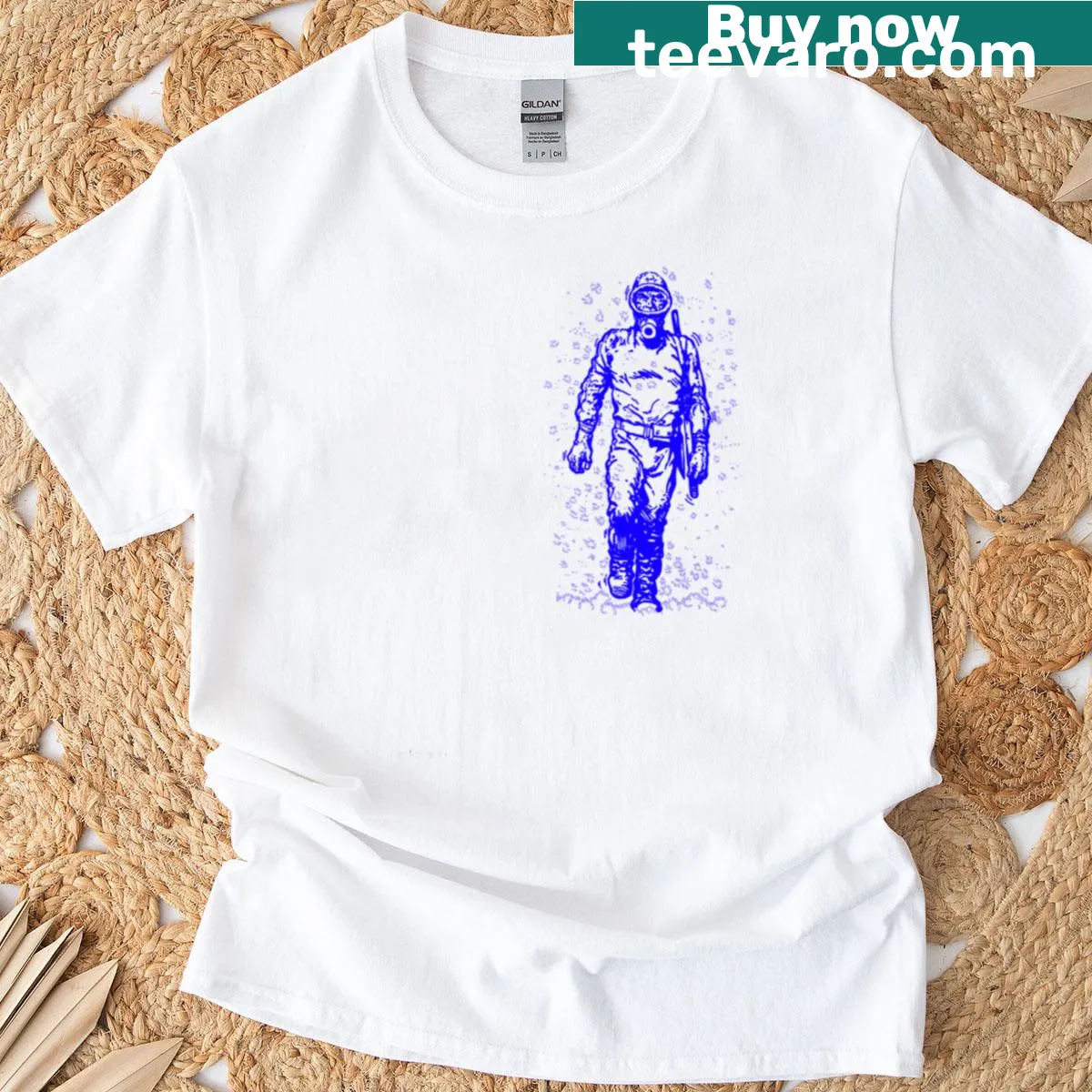 Vintage-style graphic paying homage to The Eternaut comic from 1957. — on a men's t-shirt