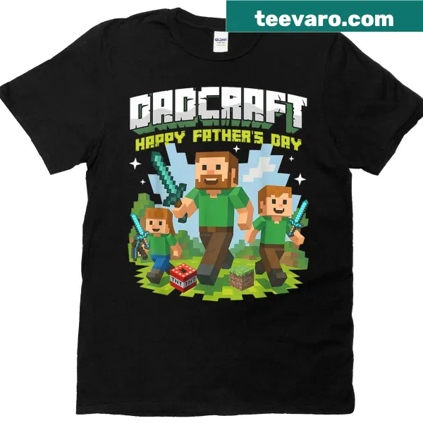 Funny gaming dad t-shirt with pixel art