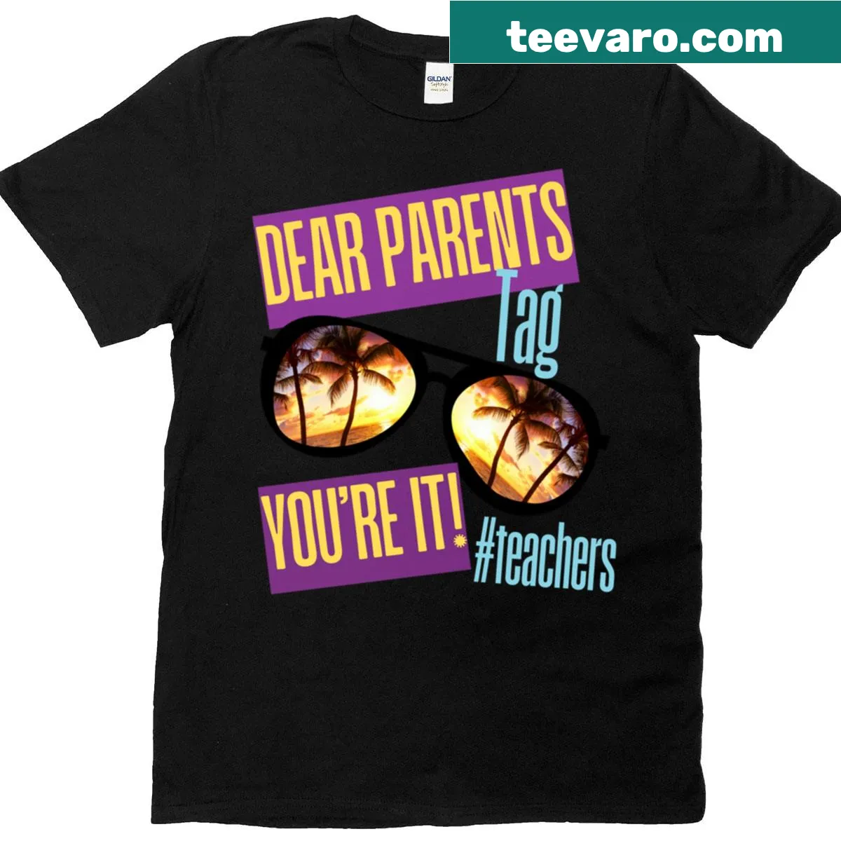 Playful T-shirt with 'Dear Parents - Tag Youre It' quote — on a men's t-shirt