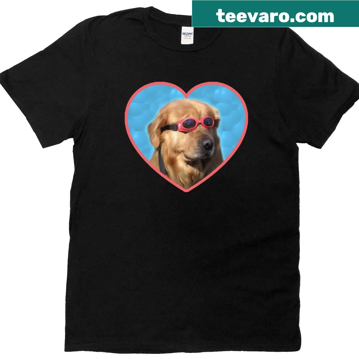 Cute T-shirt with a swimmer dog and stickers — on a men's t-shirt