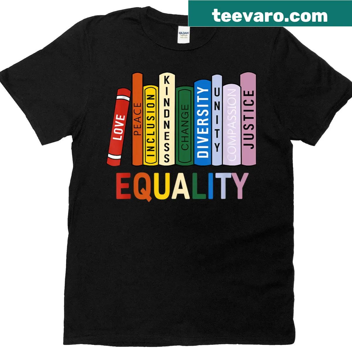T-shirt with 'Equal Rights Book Flower' text and floral design — on a men's t-shirt