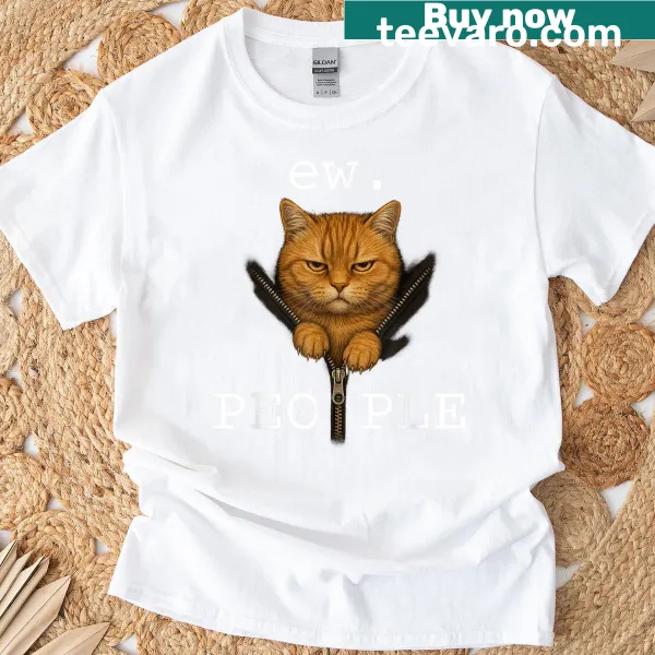 Funny tabby cat graphic expressing anti-social sentiment