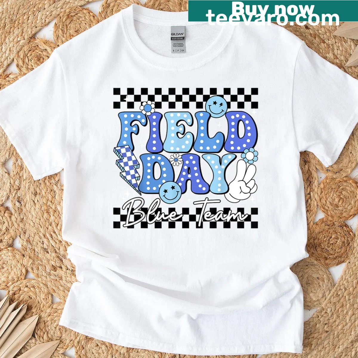 Field Day T-shirt in blue color for boys and girls participating in games — on a men's t-shirt