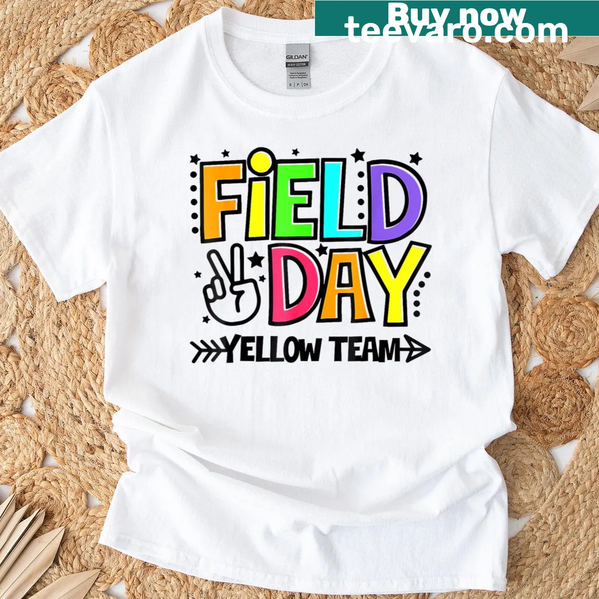 Funny Field Day T-shirt in yellow for teachers participating in games — on a men's t-shirt