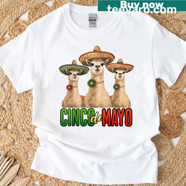 Cartoon llama design for Cinco de Mayo T-shirt