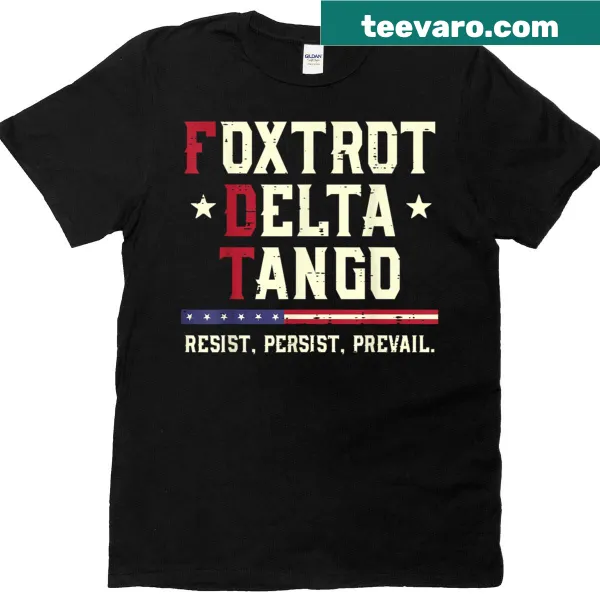 Bold design stating Resist Persist Protest with military phonetic references.