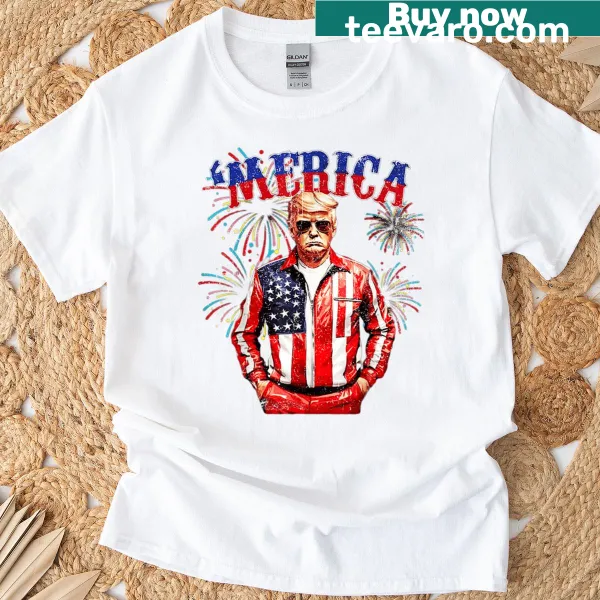 Funny July 4th T-shirt with Trump and patriotic graphic