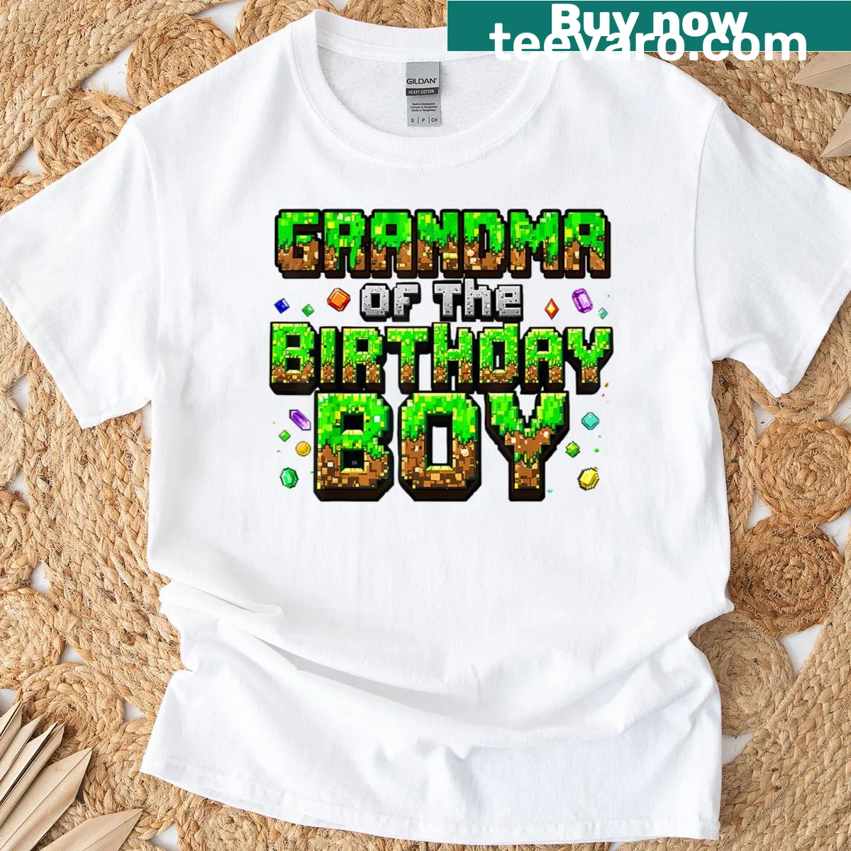 Pixel art Grandma of the Birthday Boy T-shirt — on a men's t-shirt
