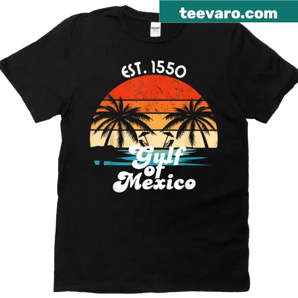 Typography featuring 'Gulf Of Mexico Est 1550' on a t-shirt