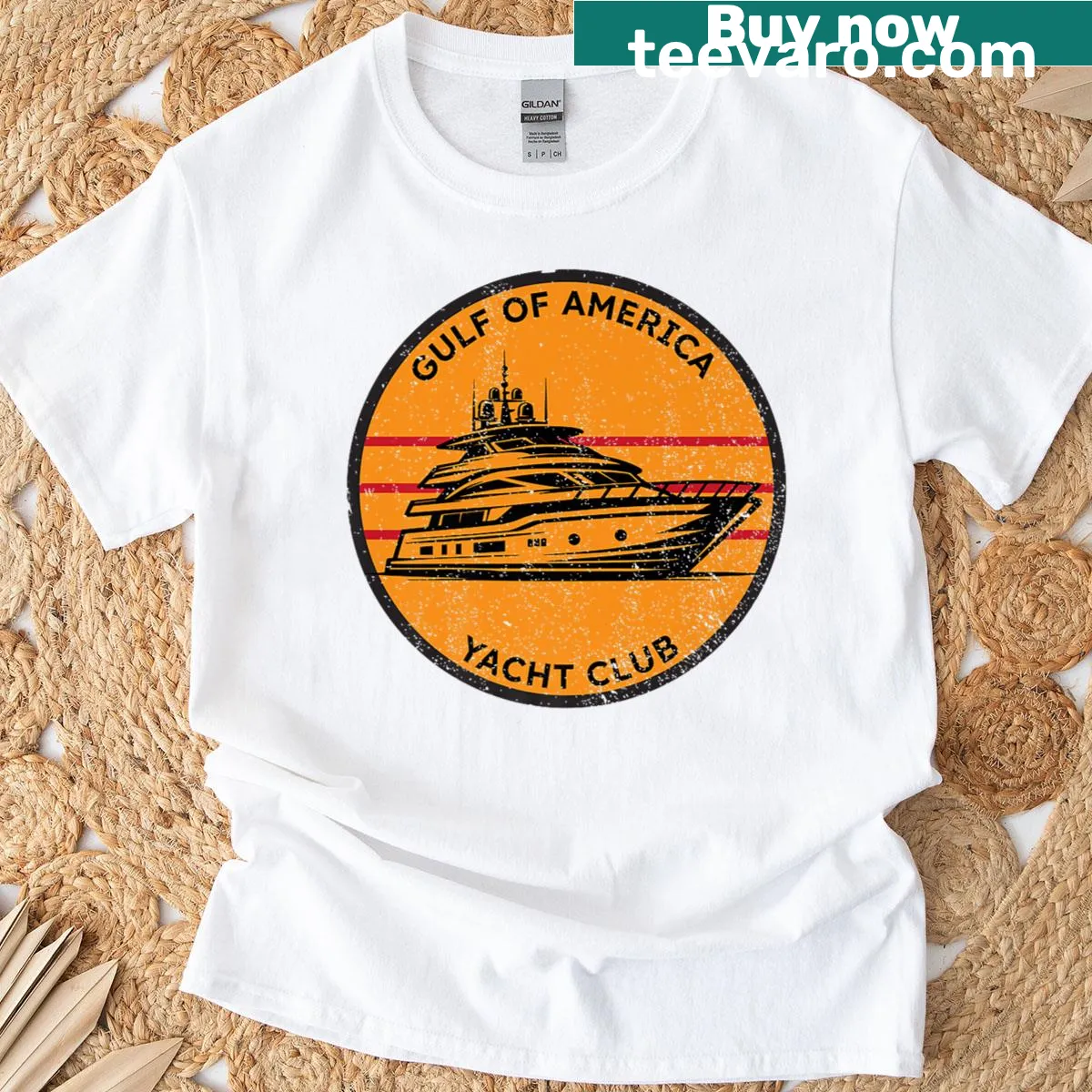 Gulf Of Us America Yacht Club design on T-shirt — on a men's t-shirt