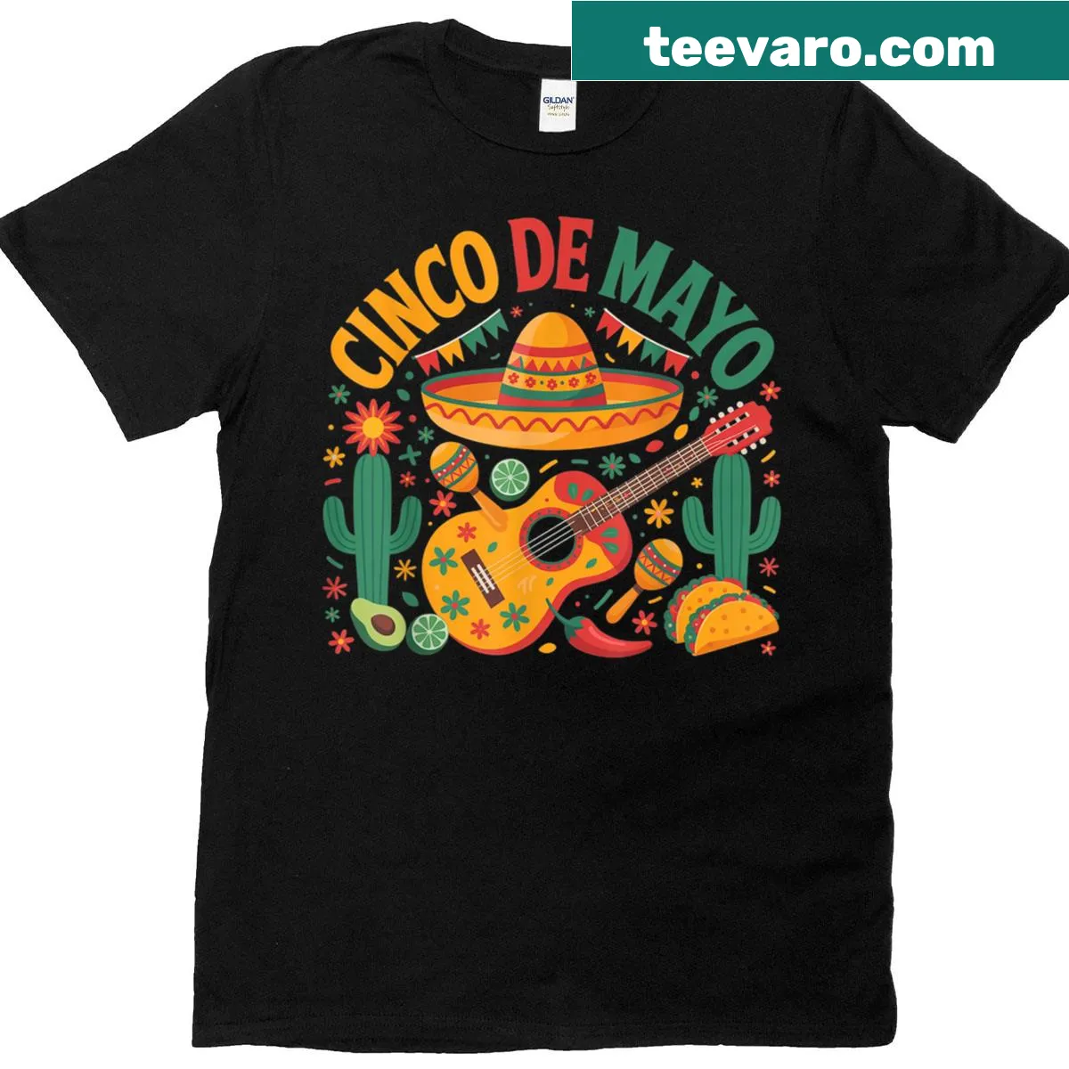 Playful fiesta graphic on Cinco de Mayo T-shirt — on a men's t-shirt