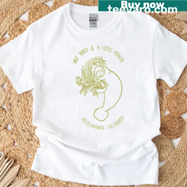 Cute green manatee graphic on T-shirt for kids
